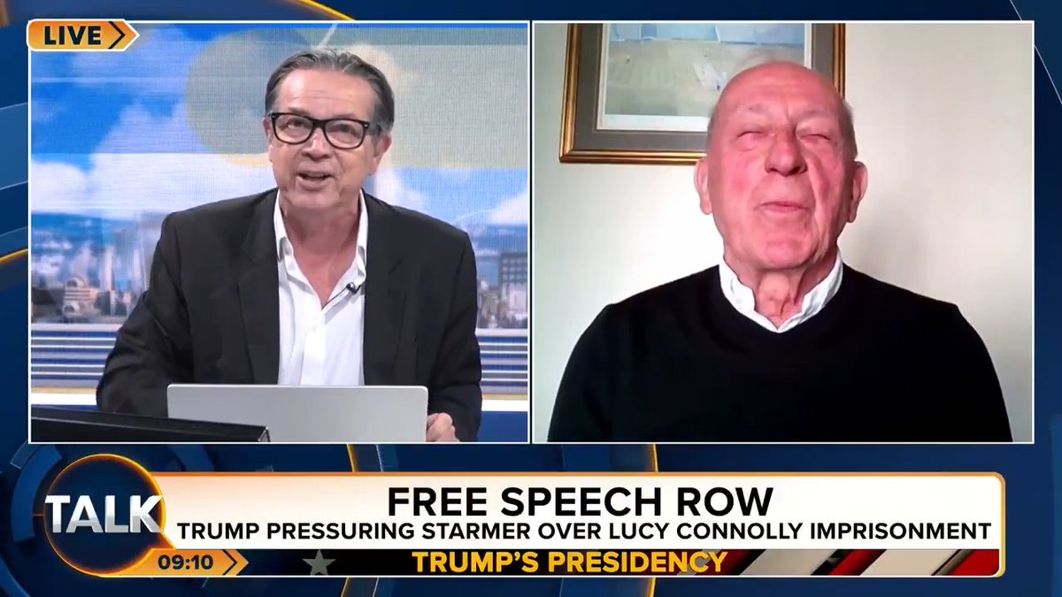 Kevin O'Sullivan grills Tory Peer Lord Hayward on free speech, after he says Donald Trump is "wrong" to pressure Keir Starmer over the Lucy Connolly case. "No offence Lord Hayward but were you born yesterday?!.. We the people of this country don't accept that claptrap!" Kevin O'Sullivan