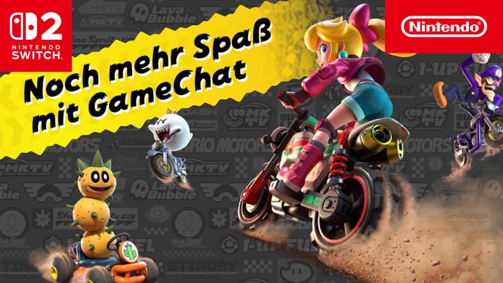 Zeigt euch mit euren Freunden in #MarioKartWorld – buchstäblich über GameChat. Nutzt beim Fahren das integrierte Mikrofon für Voice-Chat, lehnt euch zurück und betrachtet den Spielbildschirm der anderen oder erlebt ihre Reaktionen über CameraPlay!