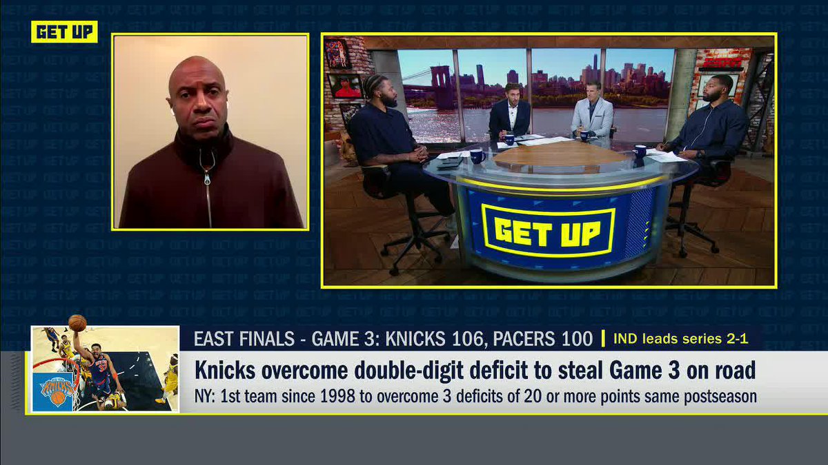 "Not only did it save the season for the Knicks, but it may have saved Karl-Anthony Towns' career with the Knicks." —Jay Williams on KAT's play in Game 3 of Knicks-Pacers