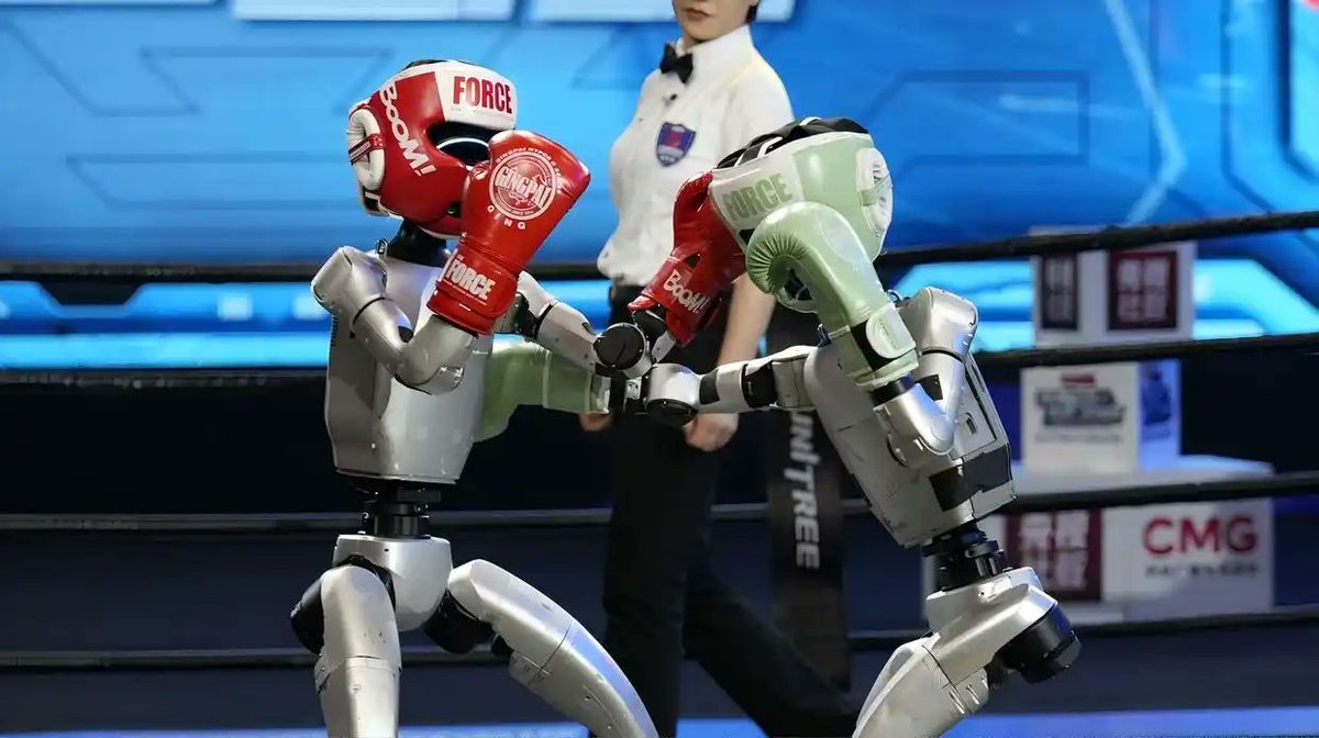 The world's first humanoid boxing match has concluded in the eastern Chinese city of Hangzhou. Hosted by China Media Group, the event features Chinese robotics manufacturers with the goal of exploring future applications of humanoid robotics. #HumanoidRobots