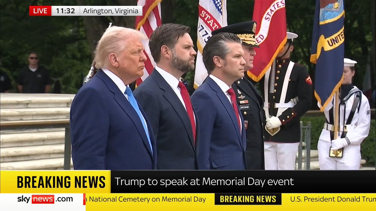 BREAKING: US President Donald Trump arrives at Memorial Day event. 📺 Sky 501, Virgin 602, Freeview 233 and YouTube