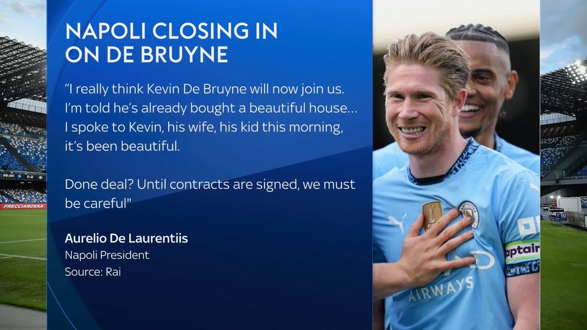 Napoli are confident that they will sign Kevin De Bruyne from Manchester City 📝