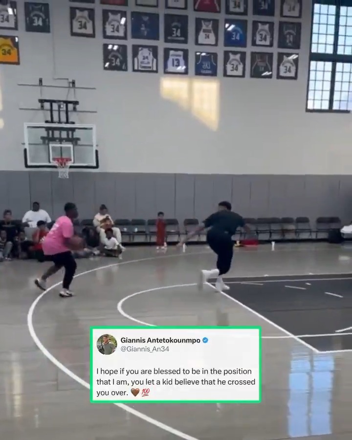Giannis got jokes after this vid of him getting crossed 😂🍿 (via dsk_zay/TT)