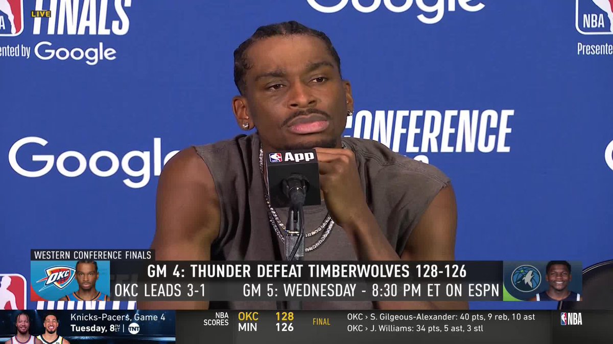 "Stuff we've dreamt about for our whole lives." SGA on playing against his cousin, Nickeil Alexander-Walker, in the West Finals ❤️