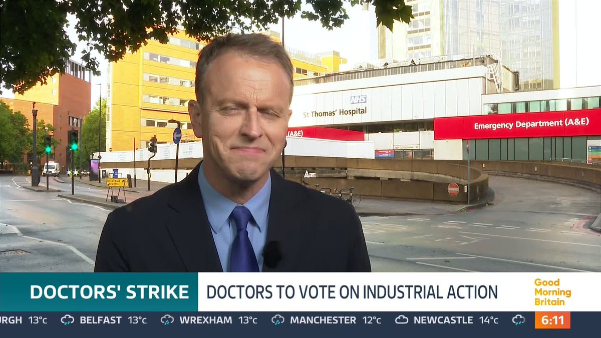 Resident doctors in England are being balloted for industrial action after rejecting the Government's recent pay rise offer of 4%, plus an extra £750. The doctors’ union says the pay rise does not go far enough in restoring historical pay freezes. Nick Dixon reports.