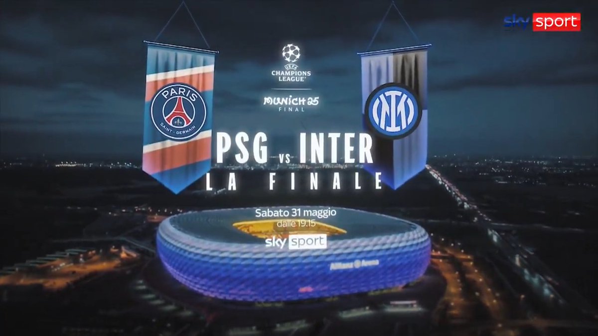 𝐏𝐒𝐆-𝐈𝐍𝐓𝐄𝐑: 𝐋𝐀 𝐅𝐈𝐍𝐀𝐋𝐄 🏆 📍 Sabato 31 maggio dalle 19:15 su Sky Sport #SkySport #SkyUCL #PsgInter #ChampionsLeague