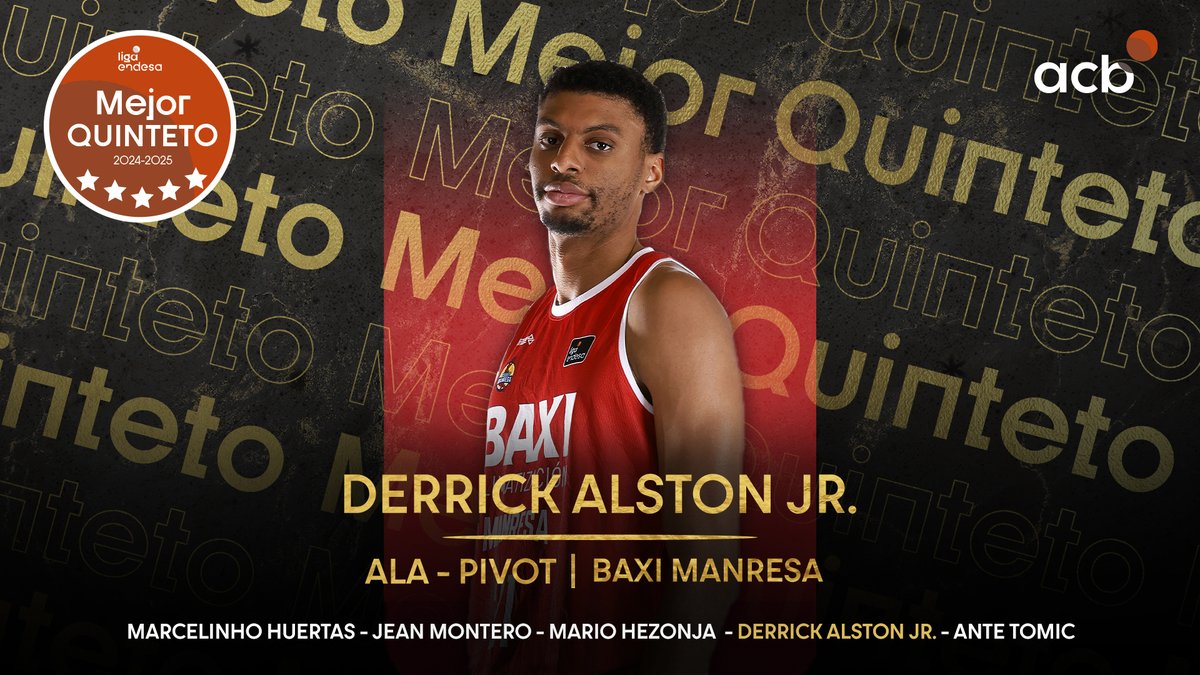 💫 El baloncesto y la calidad corre por sus venas... DERRICK ALSTON JR., miembro del MEJOR QUINTETO de la #LigaEndesa 2024-25. #LigaEndesa | Derrick Alston Jr. | BAXI Manresa