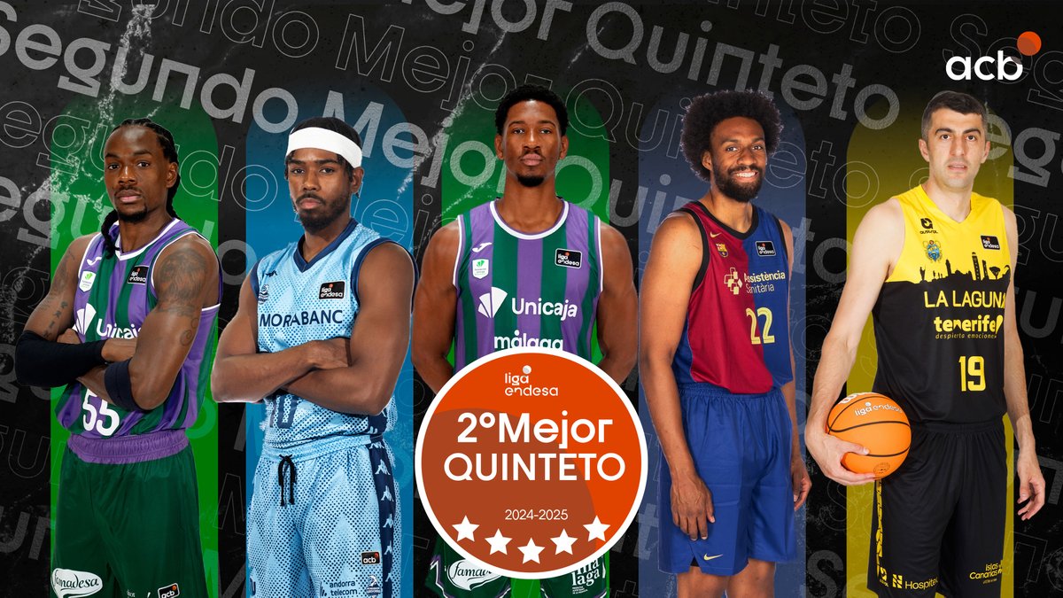 No hay mejor quinteto sin... ยกEl SEGUNDO MEJOR QUINTETO de la #LigaEndesa 2024-25! โญ Kendrick Perry - UnicajaCB โญ Jerrick Harding - MoraBanc Andorra โญ Kameron Taylor - UnicajaCB โญ Jabari Parker - Barรงa Basket โญ Gio Shermadini - La Laguna Tenerife La Laguna Tenerife