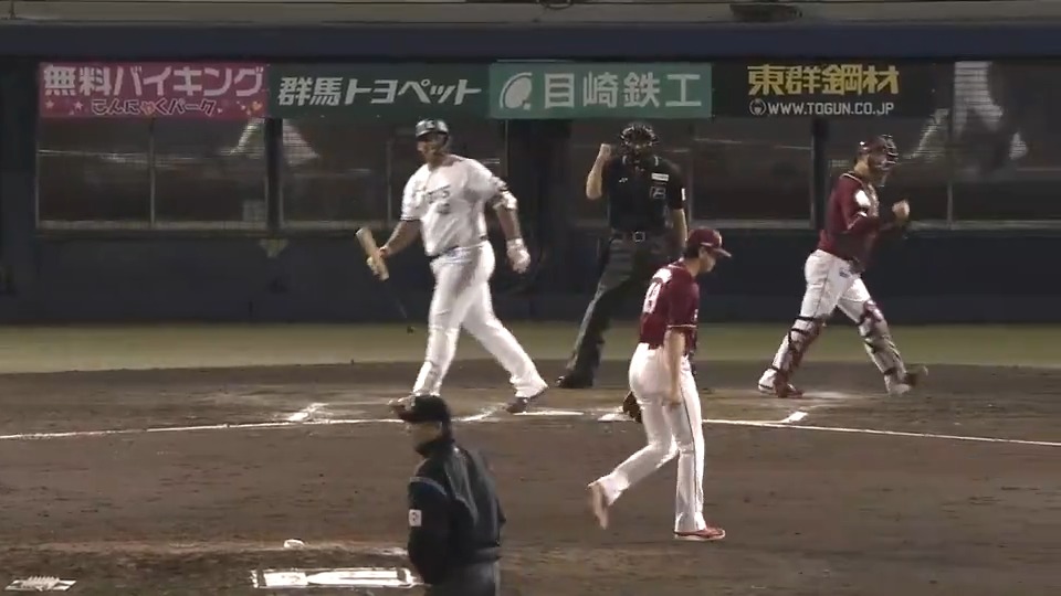 【6回裏:L 1-1 E】 2番手 #西垣雅矢 選手、 2死ランナー1・3塁の場面も最後は空振り三振でガッツポーズ! #RakutenEagles #キ!