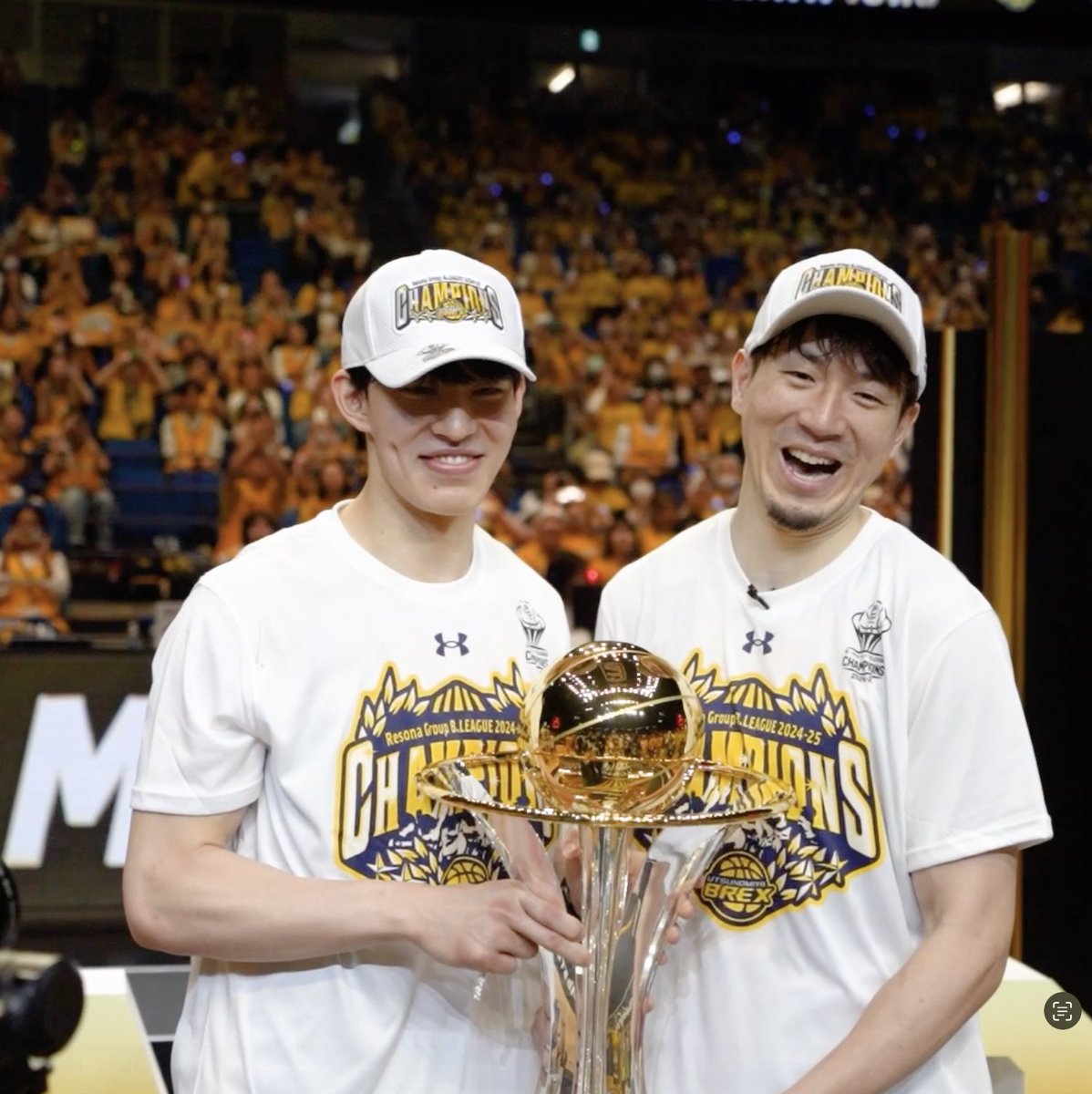 「幸せです！」 憧れの比江島慎と共に優勝を成し遂げ、笑顔が溢れる 小川敦也🙌 おがわ あつや/Atsuya Ogawa 比江島慎 Makoto Hiejima #6 #Bリーグ #りそなグループ #Bリーグファイナル