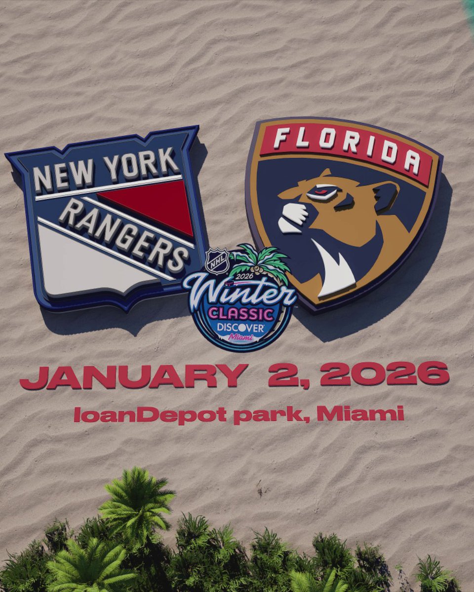 The 2026 Discover NHL #WinterClassic is heading outdoors in Florida! 🌴 Tickets will be on sale June 4th.