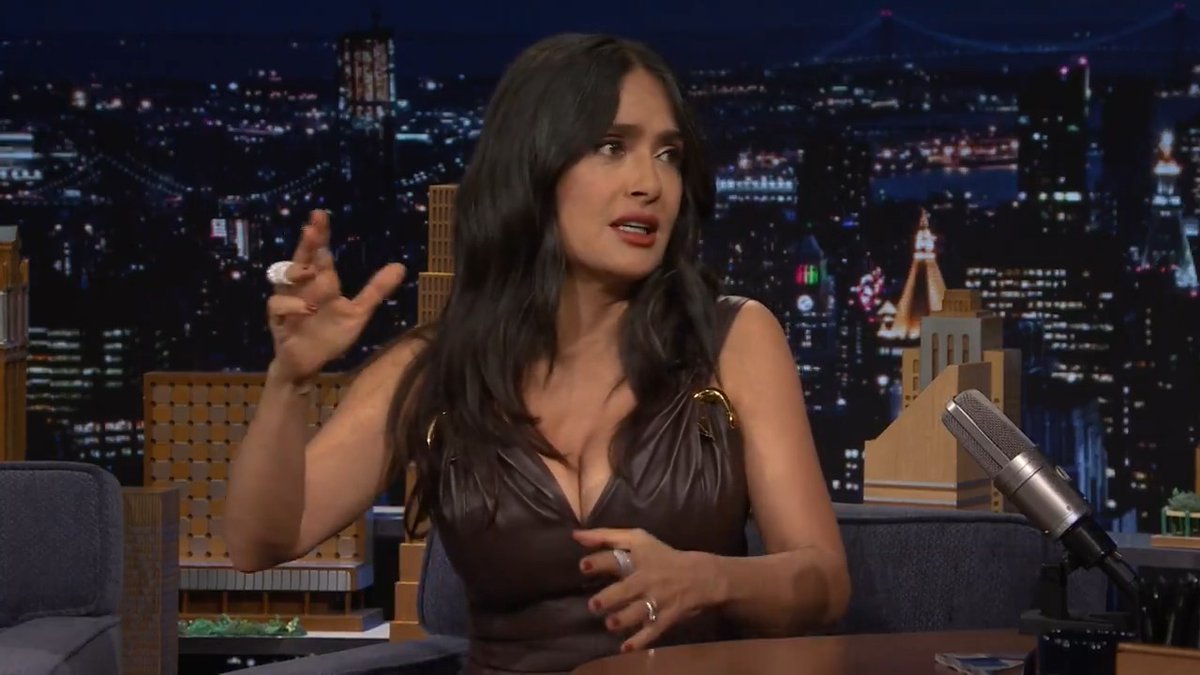 .Salma Hayek once had a cockroach trapped in her dress 😳 #FallonTonight