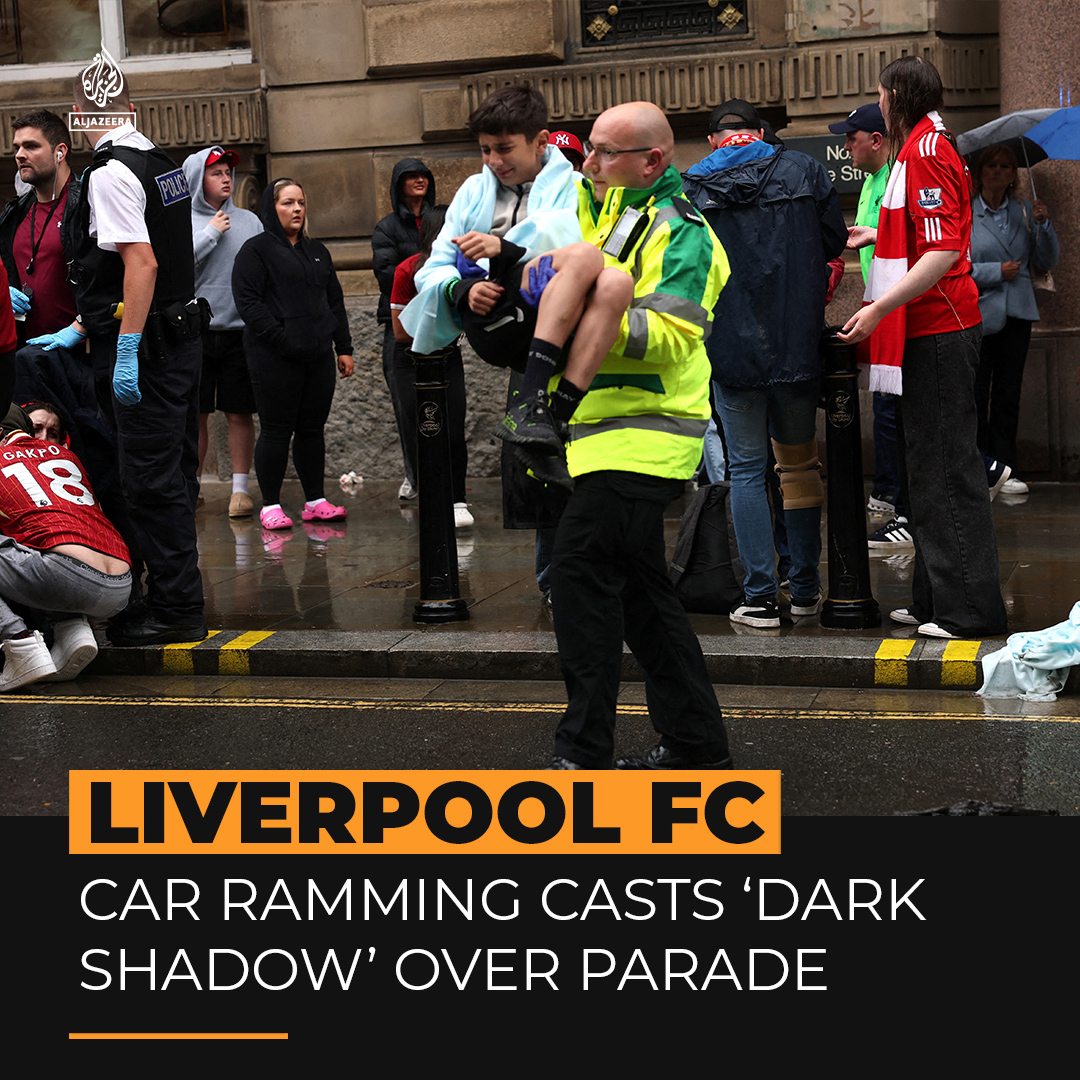 “Utter horror.” Multiple football fans were injured in a car ramming incident during Liverpool FC’s Premier League victory parade on Monday. The driver was arrested on suspicion of attempted murder, dangerous driving and drug driving.