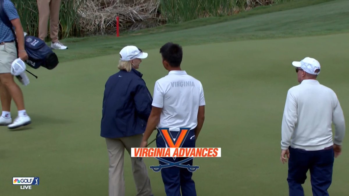 Virginia takes down defending national champions Auburn in the quarterfinals at Omni La Costa. 👀⚔️ Virginia Men's Golf 📺 Golf Channel | #NCAAGolf