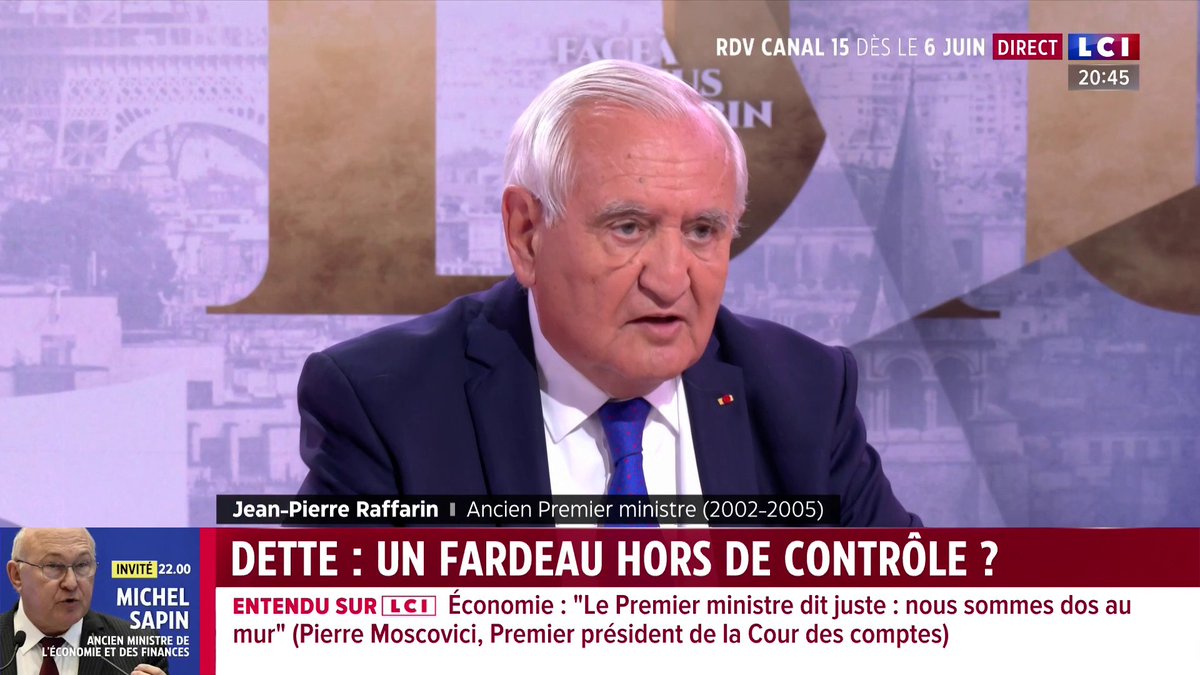 Jean-Pierre Raffarin (Jean-Pierre Raffarin) : "La retraite à 60 ans et les 35 heures, c’est ça qui nous a plombés. Les 35 heures ont été une décision catastrophique" ▶️ Darius Rochebin