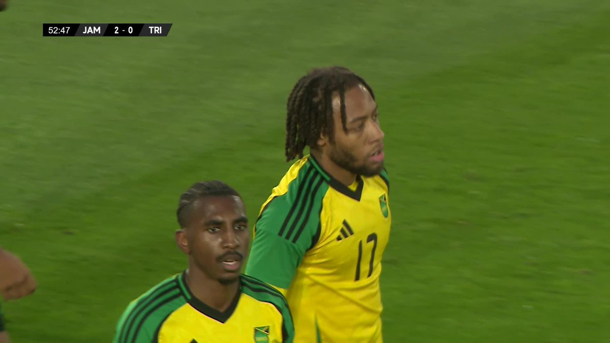 A goal on his Reggae Boyz debut for Rumarn Burrell! 🇯🇲 Great instincts from the Burton Albion FC forward to double Jamaica's lead 🔥