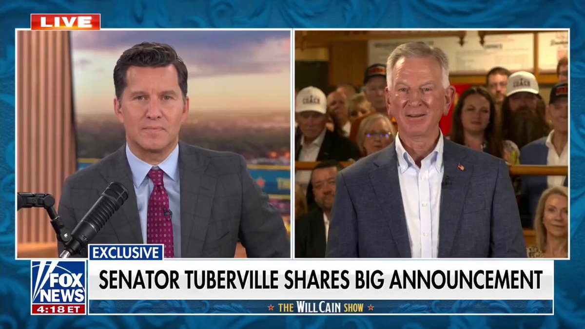 BREAKING NEWS Tommy Tuberville announces to Will Cain he is running for governor of Alabama.