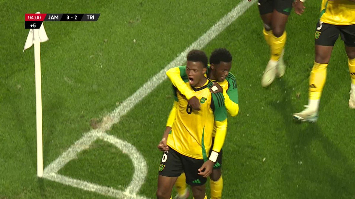 And Jamaica win it in stoppage time! 🔥 Richard King finds the top corner with a decisive penalty kick and it finishes 3-2 with the Reggae Boyz moving on to the Unity Cup final 🇯🇲