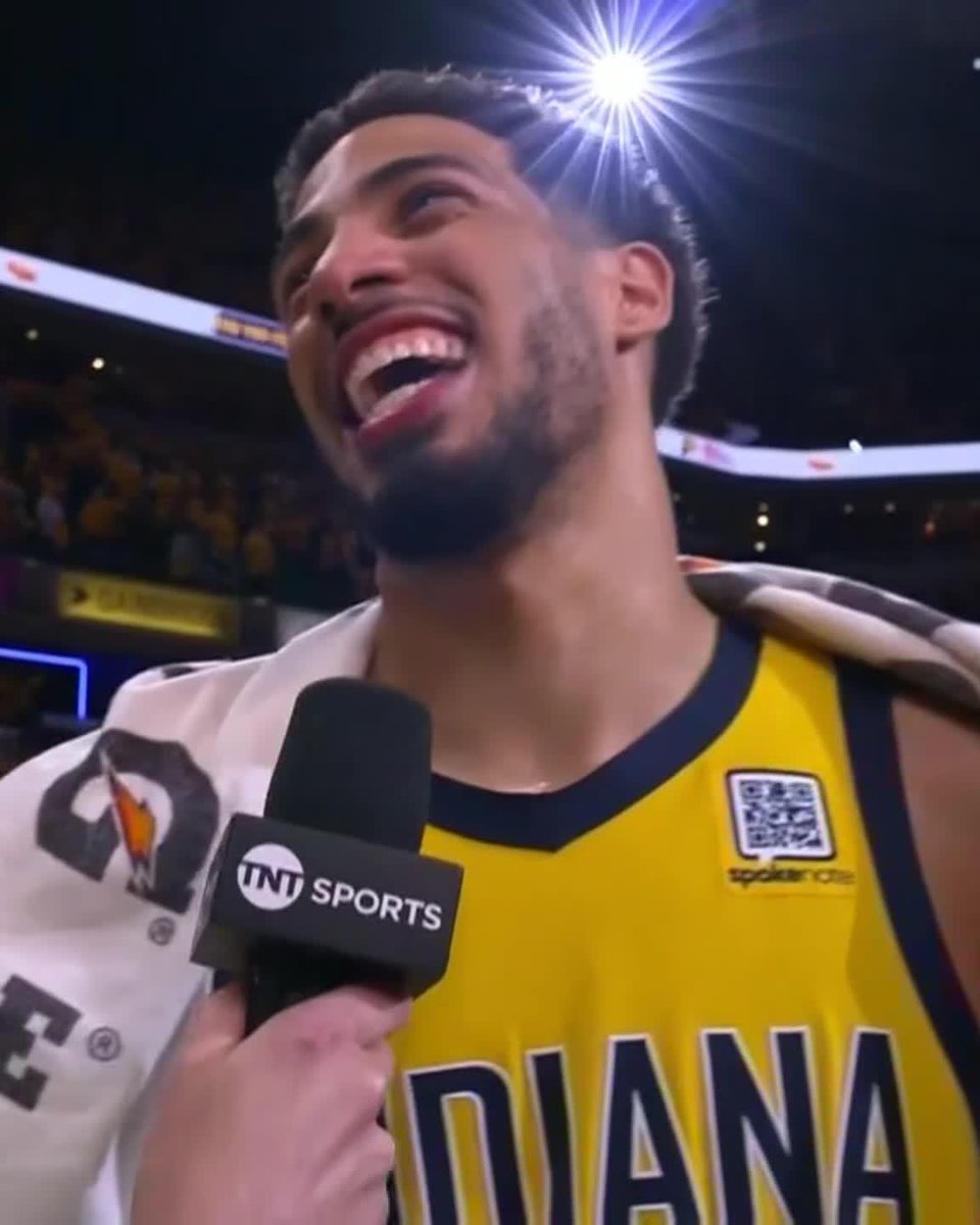 "Hell yeah!" 😂 —Tyrese Haliburton on whether having his dad back in the building helped him get the win in Game 4.