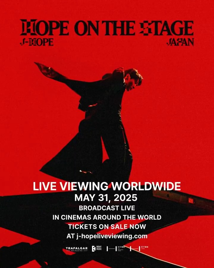 j-hope Tour 'HOPE ON THE STAGE' in JAPAN: LIVE VIEWING May 31, this Saturday! 드디어 이번주 토요일! 📍 Tickets available now in more regions 🎬 Find a cinema near you at #jhope_TOUR_LIVEVIEWING #제이홉 #jhope #HOPE_ON_THE_STAGE_TOUR