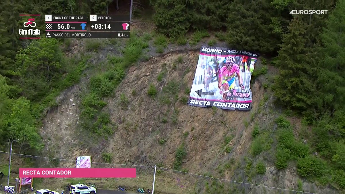 El tributo al Pistolero en el Mortirolo. 𝐑𝐞𝐜𝐭𝐚 𝐂𝐨𝐧𝐭𝐚𝐝𝐨𝐫. 🗣️ Alberto Contador: "Podría haber marcado mucho la etapa de hoy" #GirodItalia