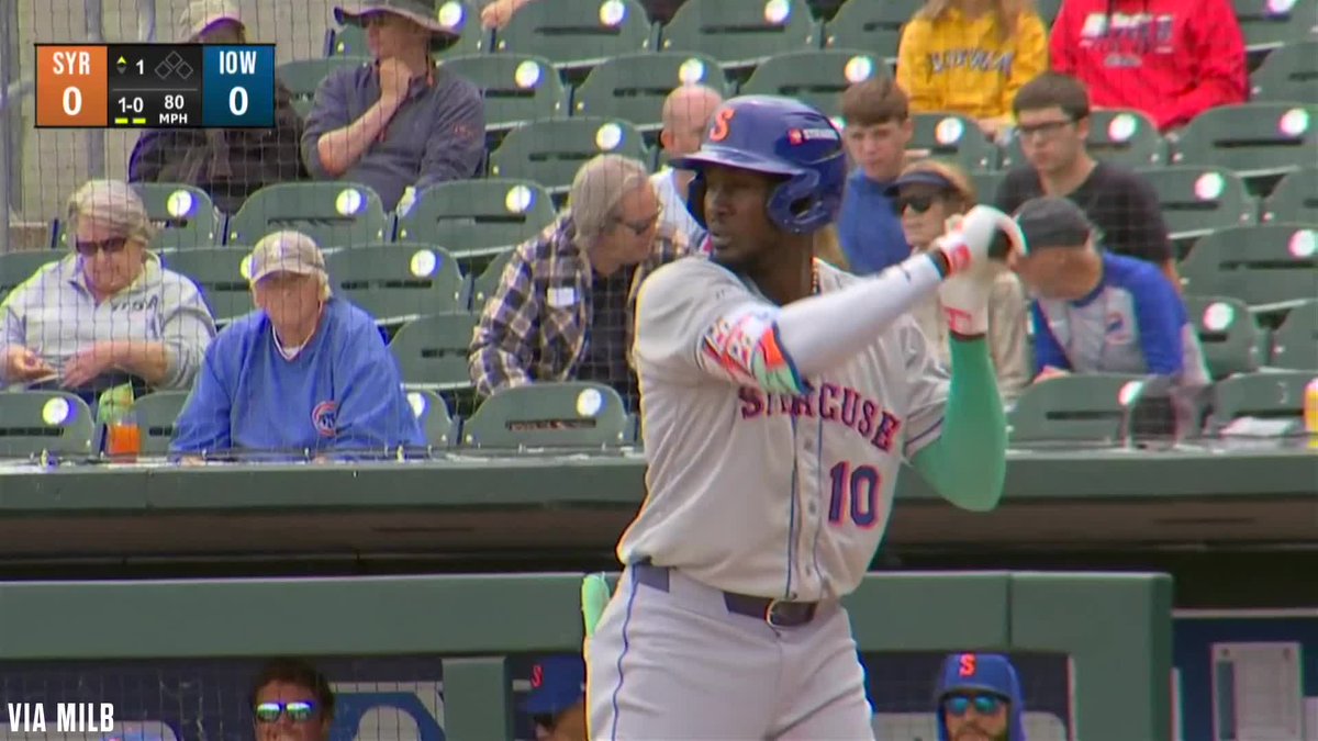 Ronny Mauricio rips a 106 MPH single off the wall for Triple-A Syracuse