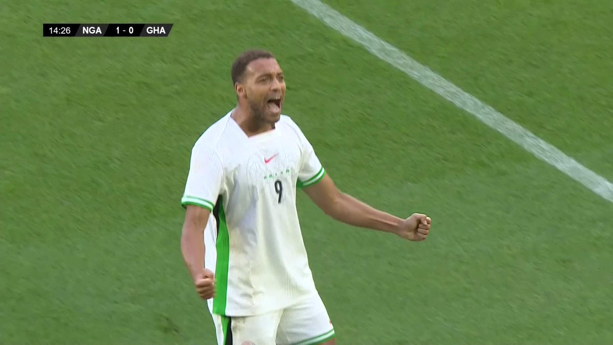 Cyriel Dessers enjoyed that one! 🇳🇬 The Rangers Football Club striker puts Nigeria in front against Ghana and celebrates with the Super Eagles fans in the stands 🔥