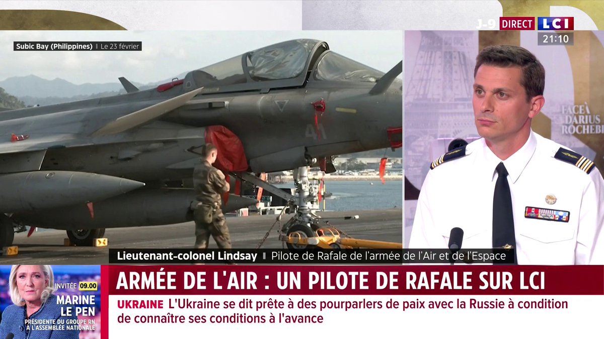 🔴 Un pilote de Rafale témoigne sur LCI sur les spécificités de cet avion 🗣️ "C’est un avion capable d’effectuer tous les types de missions (…) Un avion de dernière génération" explique le Lieutenant-colonel Lindsay face à Darius Rochebin