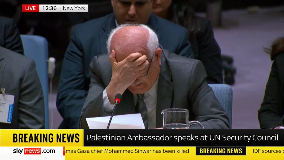 🇵🇸🇺🇳 | "Tengo nietos. Sé lo que significan para sus familias". El embajador palestino ante las Naciones Unidas, Riyad Mansour, rompe a llorar mientras se dirige al Consejo de Seguridad de la ONU sobre la situación en Gaza.