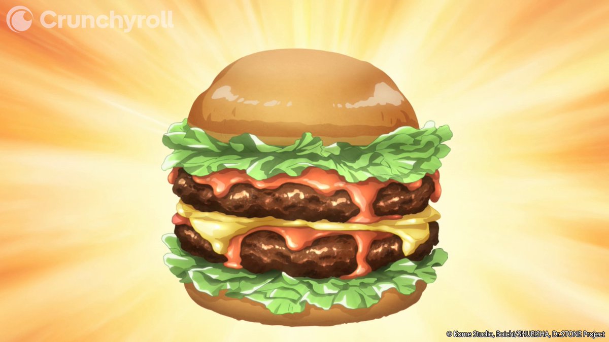 It's #InternationalBurgerDay! 🍔 Would you try a crocodile burger 🍔🐊 (via Dr. STONE EN)