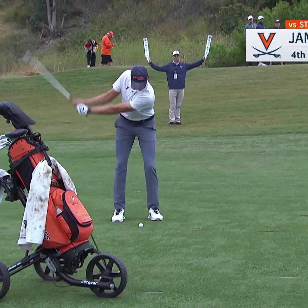Ben James is on fire. 🔥 He holes out for eagle to go 3UP thru 4 in the national championship match.