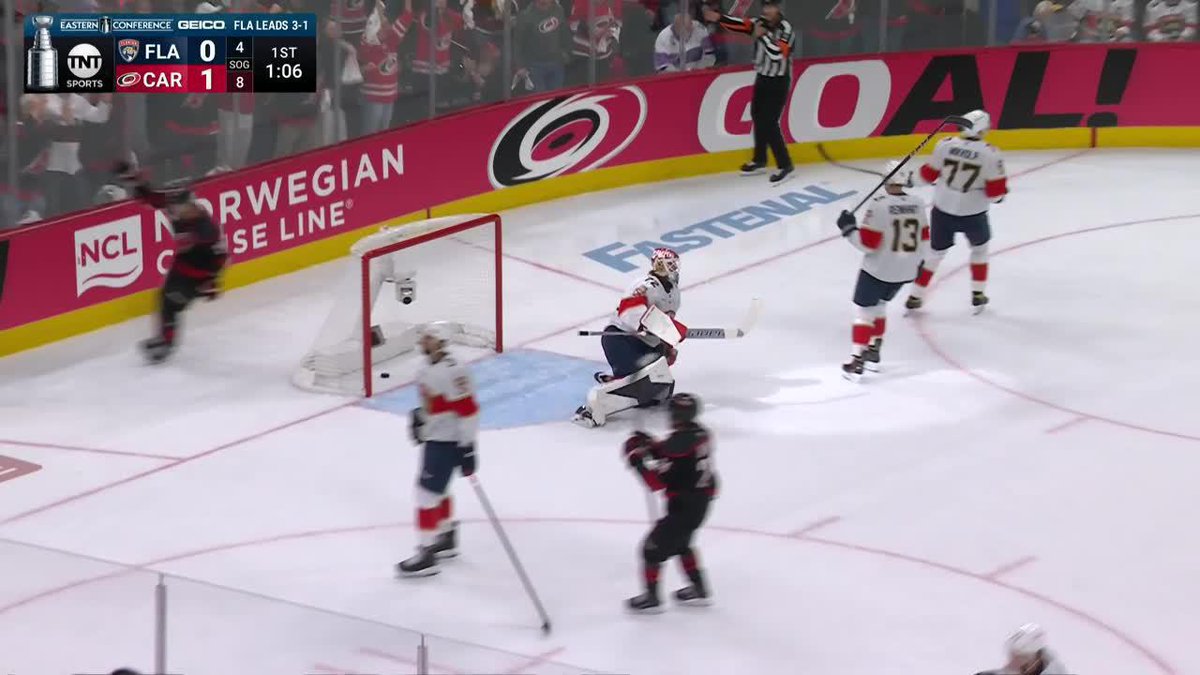 Sebastian Aho has 2 goals to lead the Hurricanes to a 2-0 lead over the Panthers in Game 5! Kenny Albert has the play-by-play call for TNT. 🏒🚨🚨🎙️ #NHL