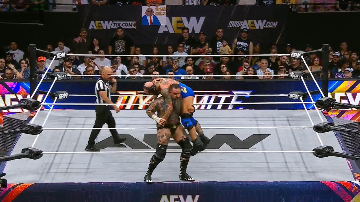 GERMAN SUPLEX ON THE APRON! Watch #AEWDynamite LIVE on TBS & MAX