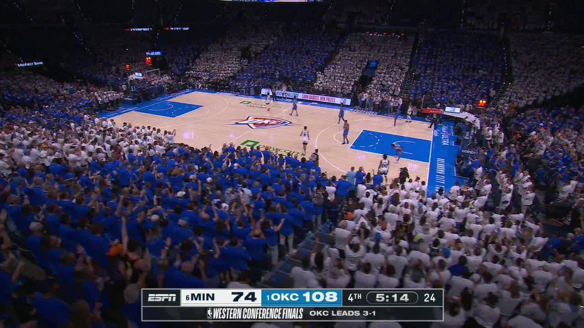 Standing ovation for OKC's starters as they check out of Game 5 👏
