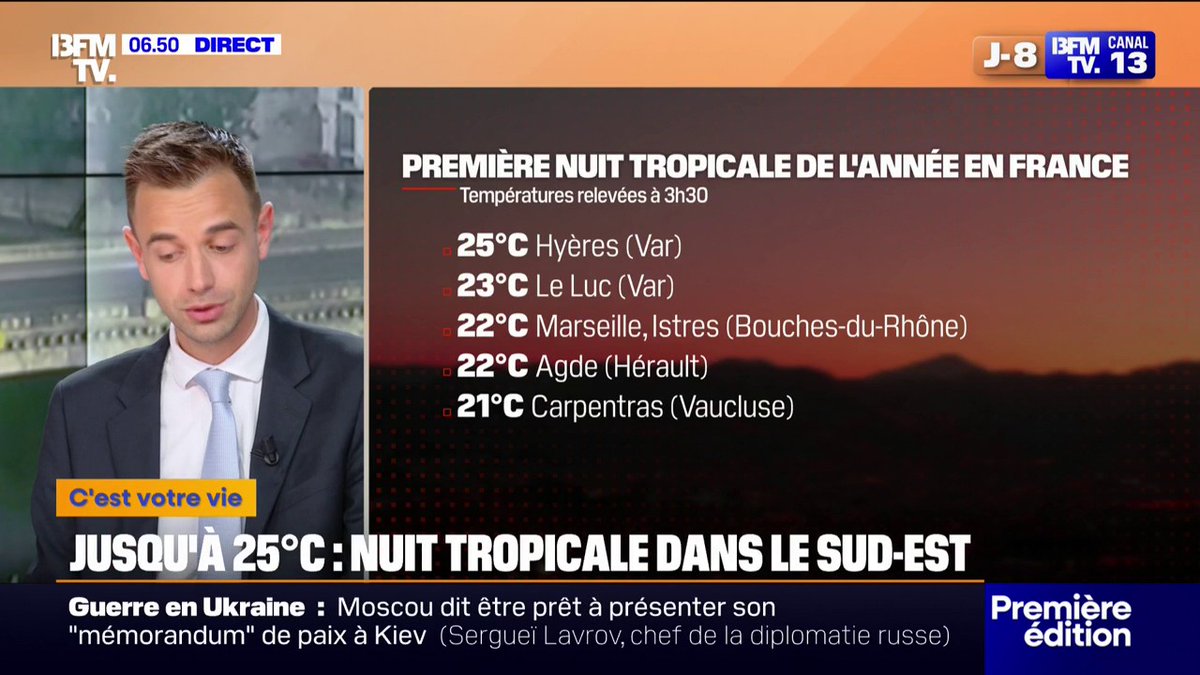Jusqu'à 25°C: ces températures pourraient marquer la première nuit tropicale de l'année dans le sud de la France Météo-France prévoit un été plus chaud que la normale