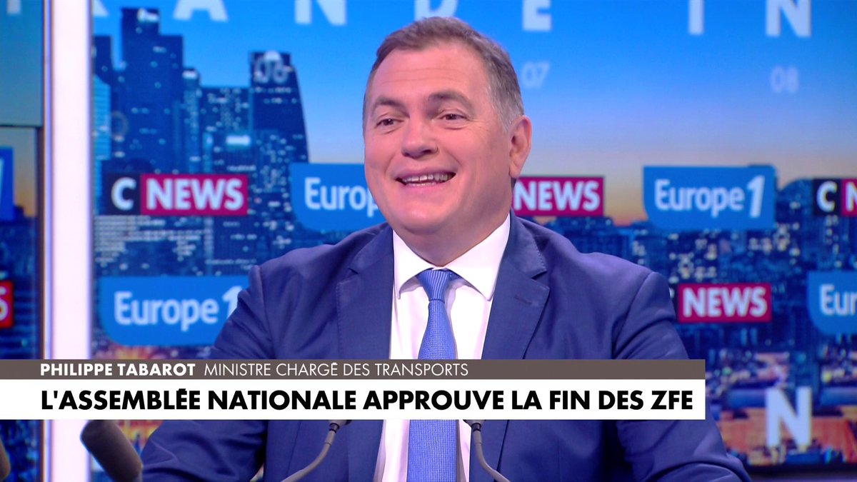 Philippe Tabarot, ministre chargé des Transports de France, réagit en direct à la suppression des ZFE à l’Assemblée nationale : «Les ZFE créent une France à deux vitesses», dans #LaGrandeInterview
