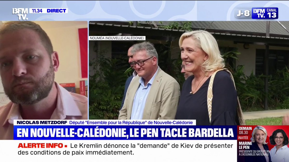 "Marine Le Pen est beaucoup moins pro-française que son père ne l'était", déclare Nicolas Metzdorf député Ensemble de Nouvelle-Calédonie