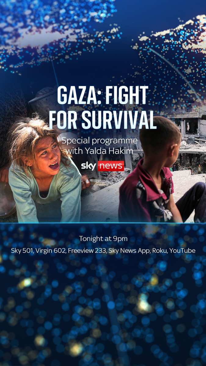 Sky News will be airing a special programme on the impact of the war in Gaza. Join Yalda Hakim from 9pm BST ⏰ 📺 Sky 501, Virgin 602, Freeview 233 and YouTube