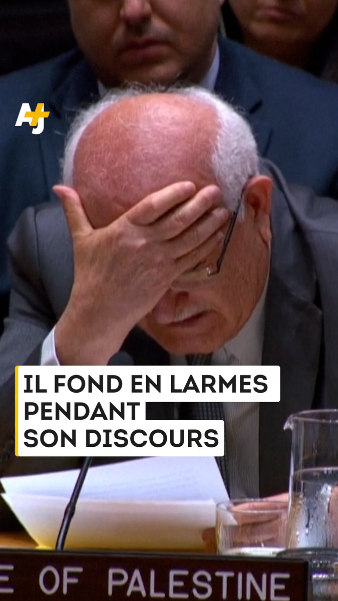 L’ambassadeur palestinien à l’ONU, Riyad Mansour, fond en larmes lors de son discours devant le Conseil de sécurité en décrivant les souffrances “insupportables” des enfants de Gaza.