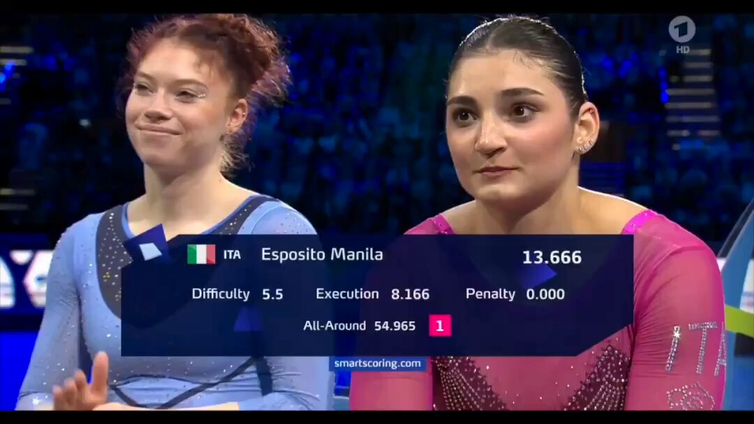 Manila Esposito, two-time European All-Around Champion. Only Nadia Comaneci and Svetlana Khorkina have won three AA titles.