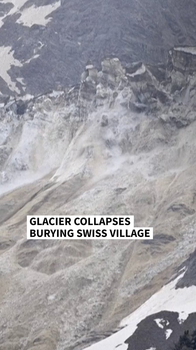 VIDEO: 🇨🇭 Glacier collapses burying Swiss village The collapse largely destroyed the village of Blatten, leaving one person reported missing, authorities said. The village, in southern Wallis region, had been evacuated last week due to the impending danger #AFPVertical