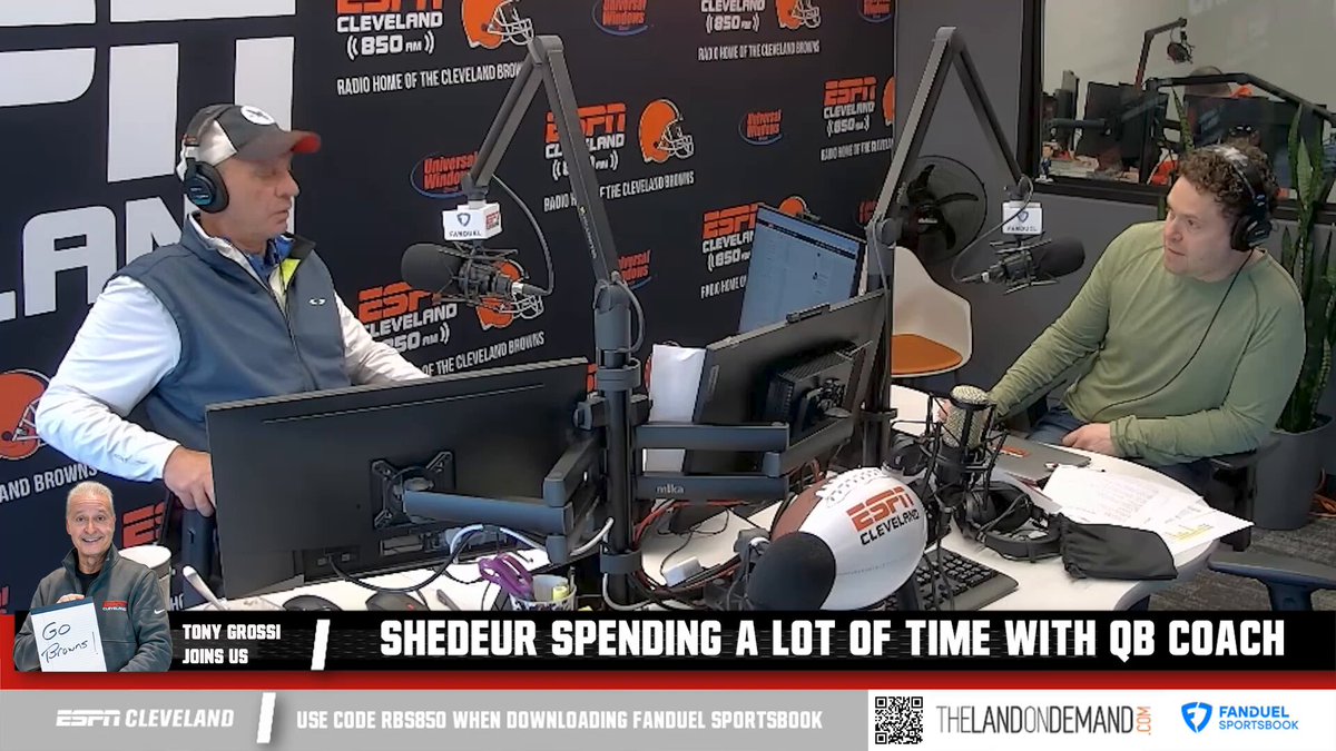 "They're coaching him up... he looked better with the veterans than he actually did at rookie camp," - Tony Grossi on Shedeur Sanders at OTAs.
