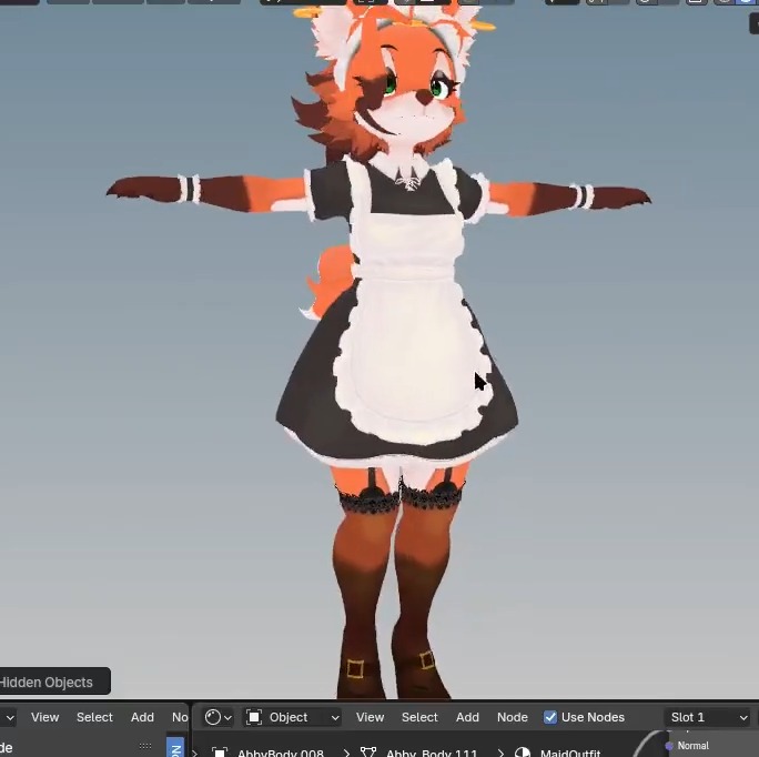 Pssst, abby has a maid out fit disguise designed by Bakuhaku she's not that great at cleaning though, so don't expect too much.