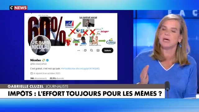 📺 « Nicolas peut s’imaginer que ses parents "boomers" devraient réduire leur retraite pour participer à l’effort national. Mais ceux-ci ont toujours respecté les règles, ils ne comprennent pas pourquoi elles devraient être changées. » Gabrielle Cluzel sur Face à l’Info (CNEWS)