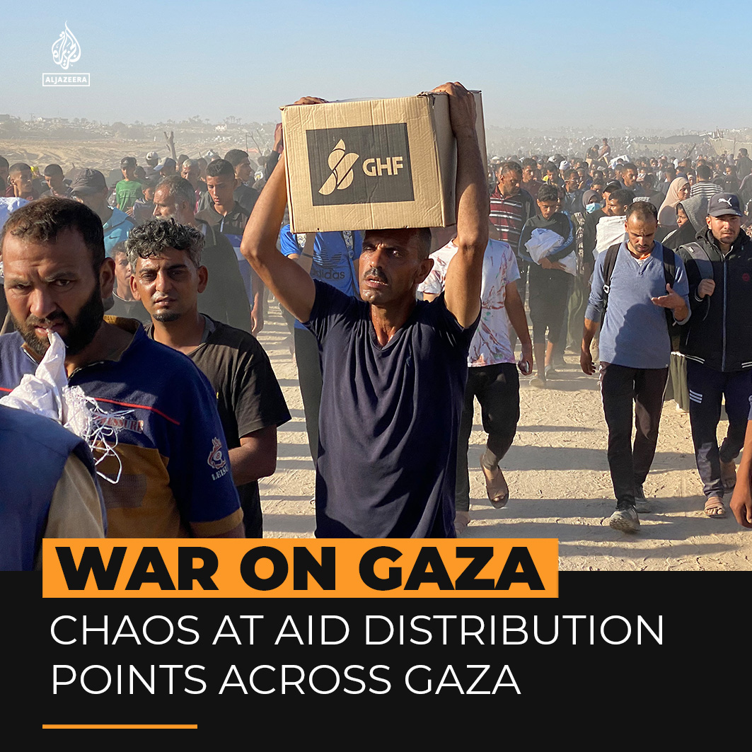 Chaos continues at Gaza’s controversial aid centres, as desperate Palestinians struggle to survive Israel’s campaign of deliberate starvation, with several killed by Israeli gunfire.