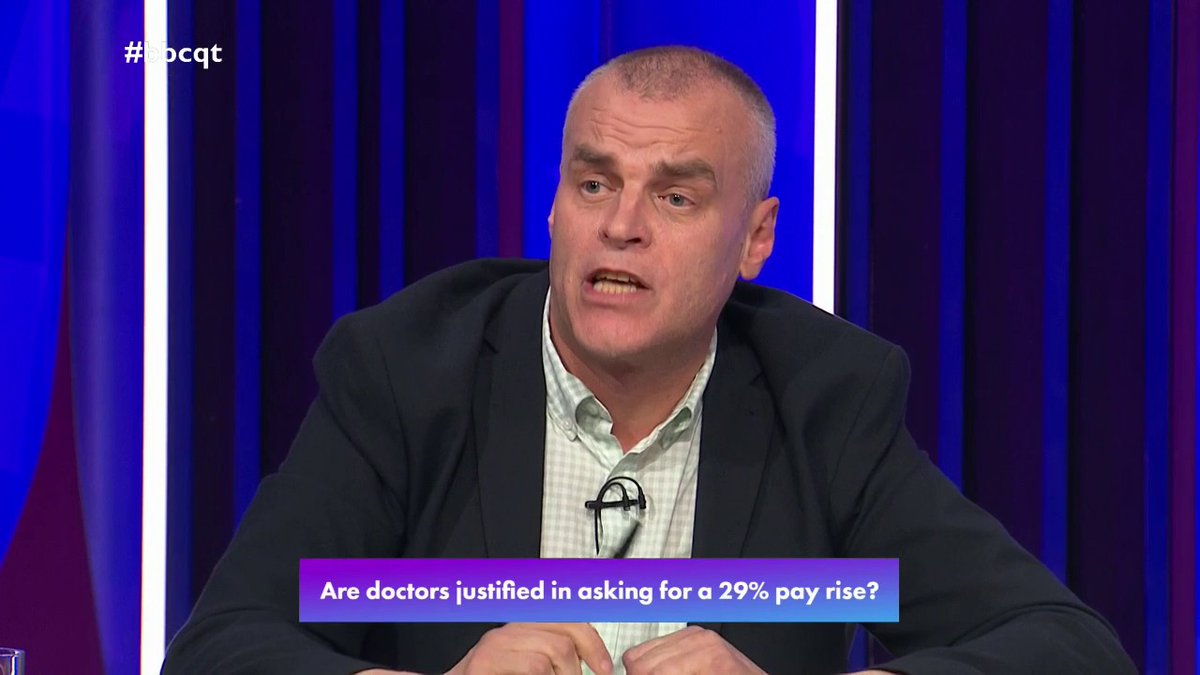 “Junior doctors will get something more than nurses, more than teachers, and yet they still want more” Tim Montgomerie says the NHS takes an “ever greater” portion of the national budget and there must be some “give and take” from resident doctors on pay negotiations #bbcqt