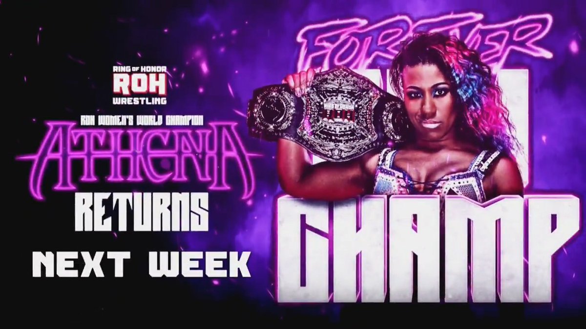 The ROH Women’s World Champion Athena is ROH & All Elite! RETURNS NEXT WEEK! Watch #ROH TV on #HonorClub at