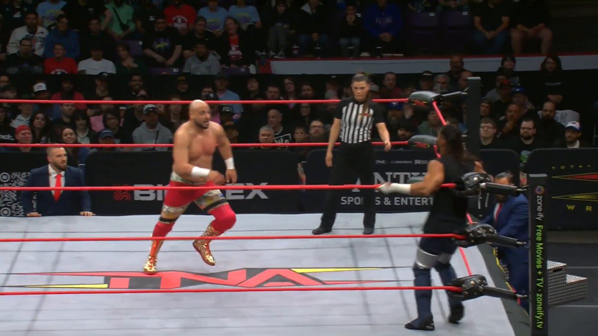 .Raj “Champagne” Singh 🍾's much needed opening was cut short by ORDER 4's interference! Mustafa Ali is a MADMAN! WATCH #TNAiMPACT on TNA+: