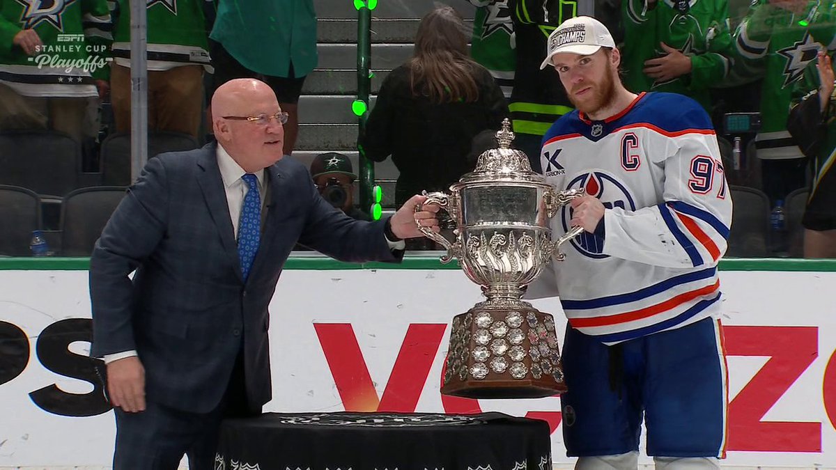 The Edmonton Oilers touched the Clarence S. Campbell Bowl after winning the Western Conference Final 👀 They did not touch it last year and lost in the Stanley Cup Final.