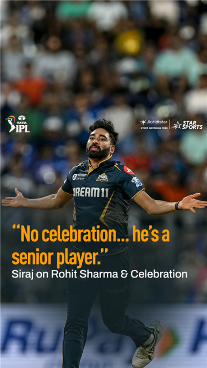 Siraj said "No celebration, he is a senior player". - on the celebration topic after taking the wicket of Rohit.